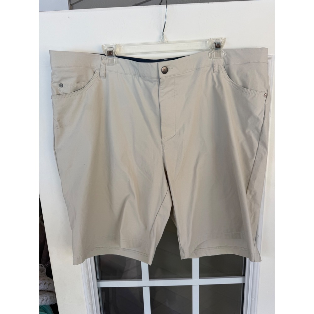 Adidas Golf Go-To 5 Pocket Shorts Tan Beige Primegreen Mens 42 Regular Fit 10in